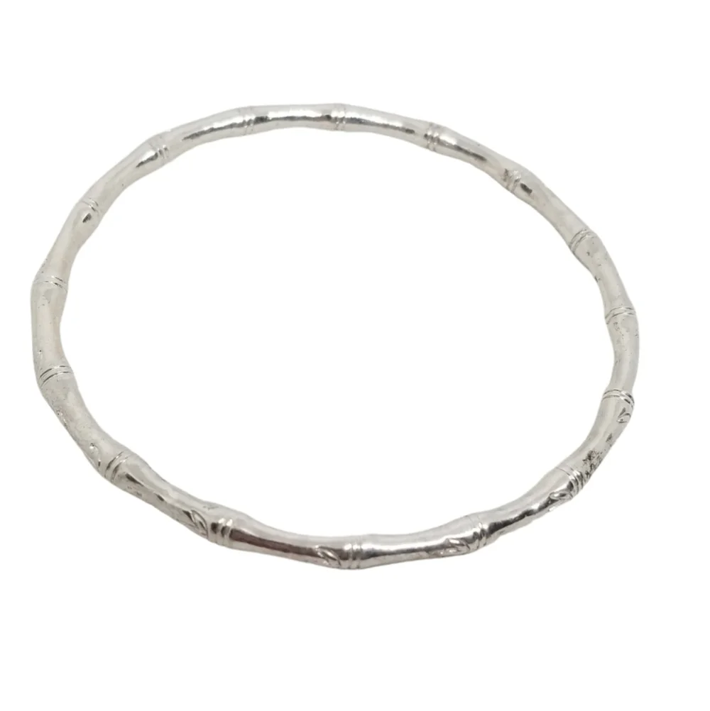 VINTAGE SILVEPLATED BAMBOO DESIGN BANGLE BRACELET